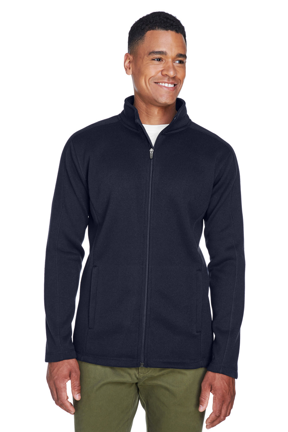 Devon & Jones DG793 Mens Bristol Pill Resistant Sweater Fleece Full Zip Jacket Navy Blue Model Front