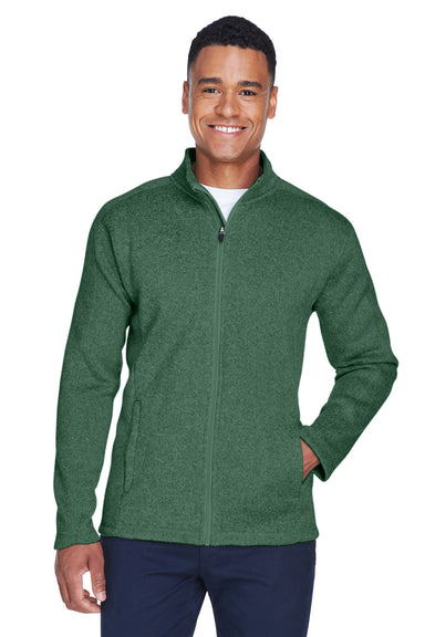 Devon & Jones DG793 Mens Bristol Pill Resistant Sweater Fleece Full Zip Jacket Heather Forest Green Model Front