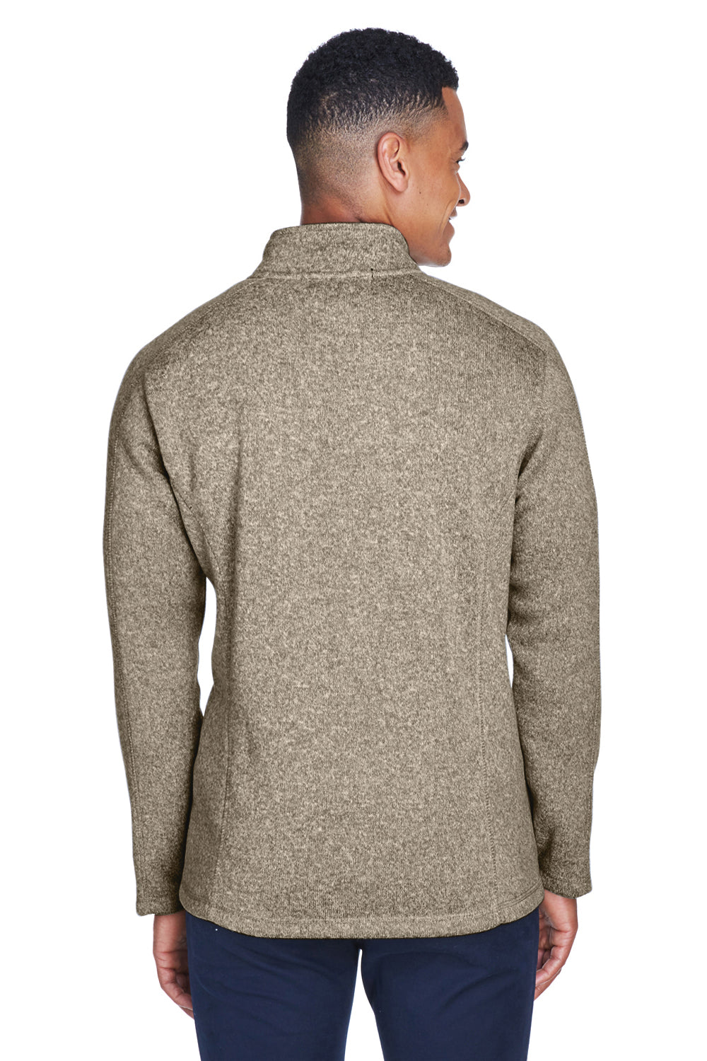 Devon & Jones DG793 Mens Bristol Pill Resistant Sweater Fleece Full Zip Jacket Heather Khaki Brown Model Back