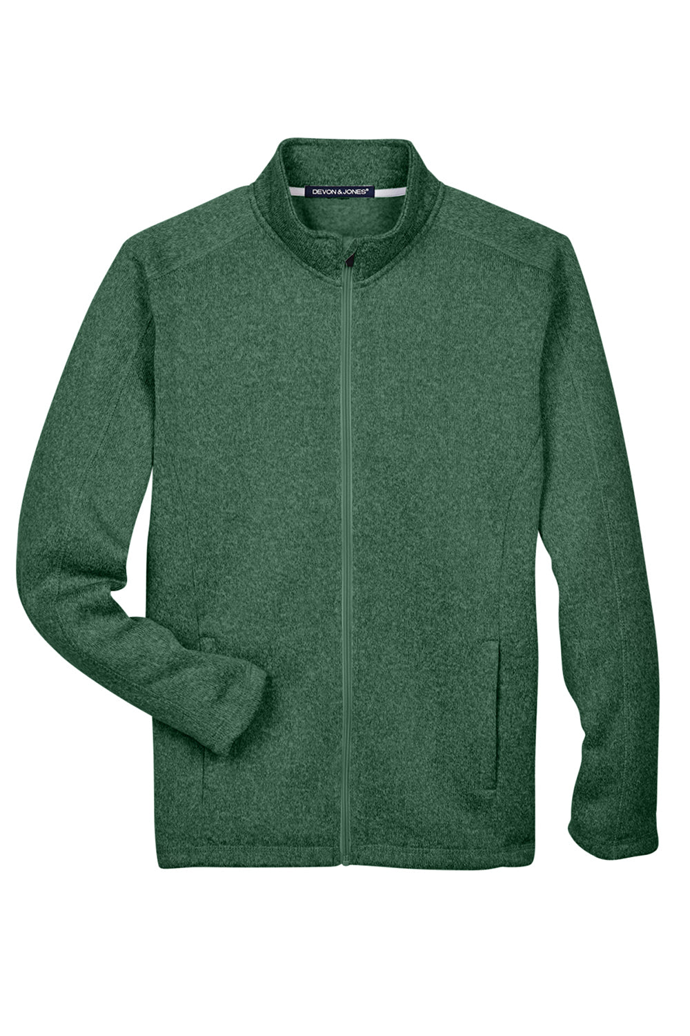 Devon & Jones DG793 Mens Bristol Pill Resistant Sweater Fleece Full Zip Jacket Heather Forest Green Flat Front