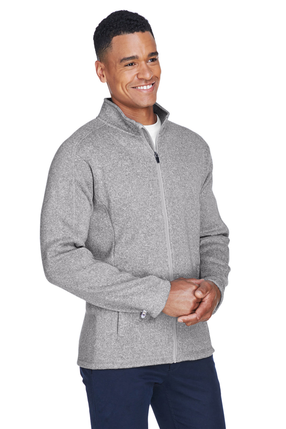 Devon & Jones DG793 Mens Bristol Pill Resistant Sweater Fleece Full Zip Jacket Heather Grey Model 3q