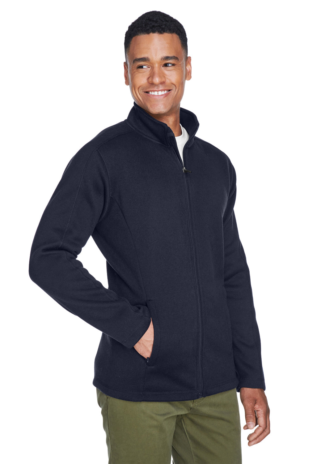 Devon & Jones DG793 Mens Bristol Pill Resistant Sweater Fleece Full Zip Jacket Navy Blue Model 3q