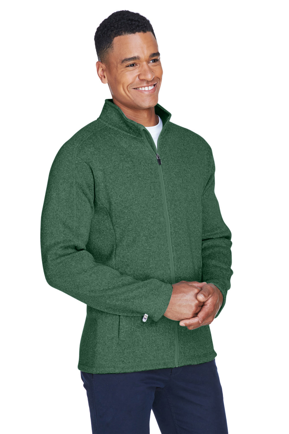 Devon & Jones DG793 Mens Bristol Pill Resistant Sweater Fleece Full Zip Jacket Heather Forest Green Model 3q