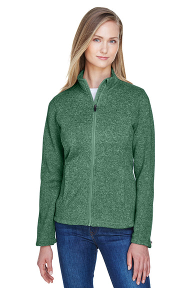 Devon & Jones DG793W Womens Bristol Pill Resistant Sweater Fleece Full Zip Jacket Heather Forest Green Model Front