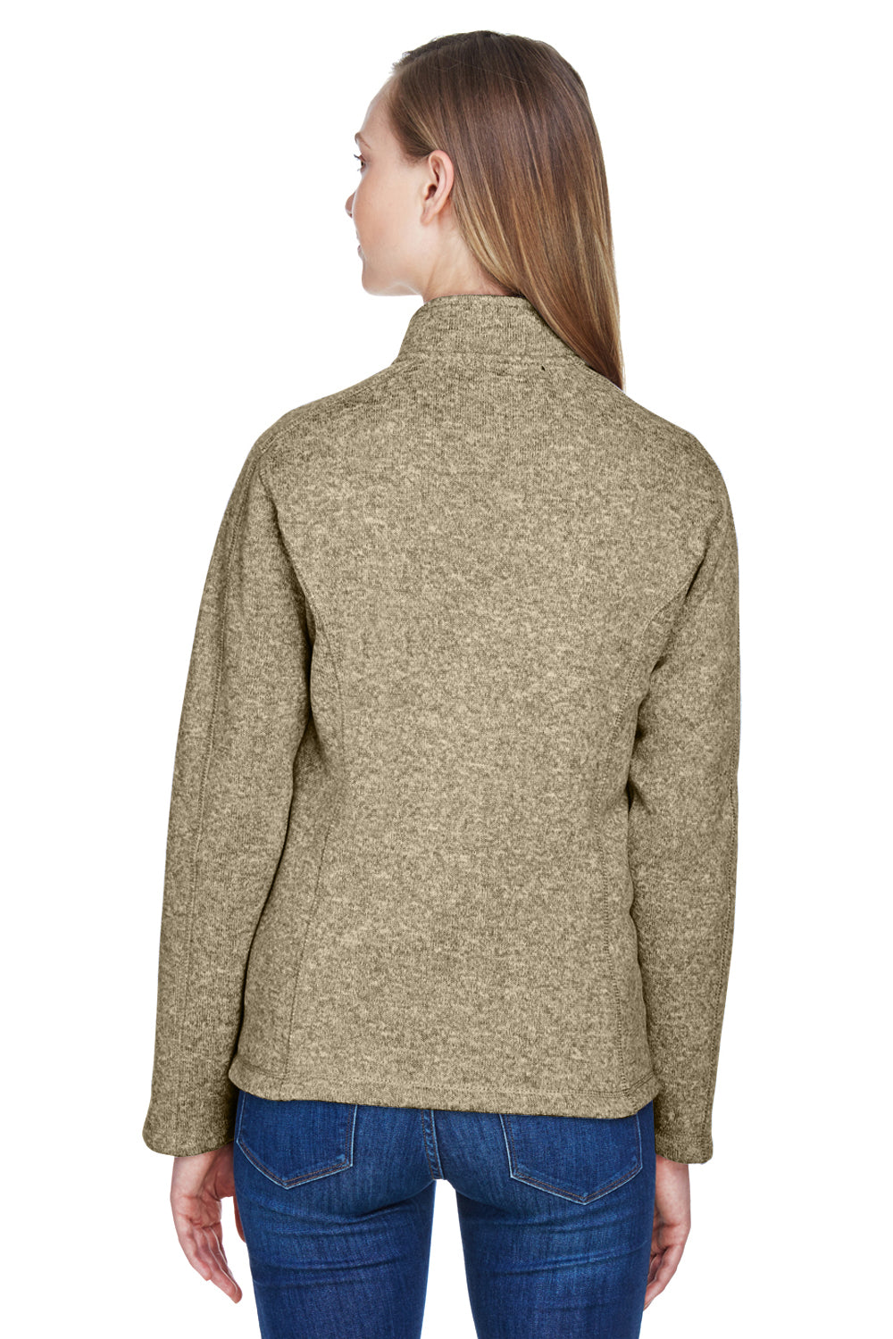 Devon & Jones DG793W Womens Bristol Pill Resistant Sweater Fleece Full Zip Jacket Heather Khaki Brown Model Back