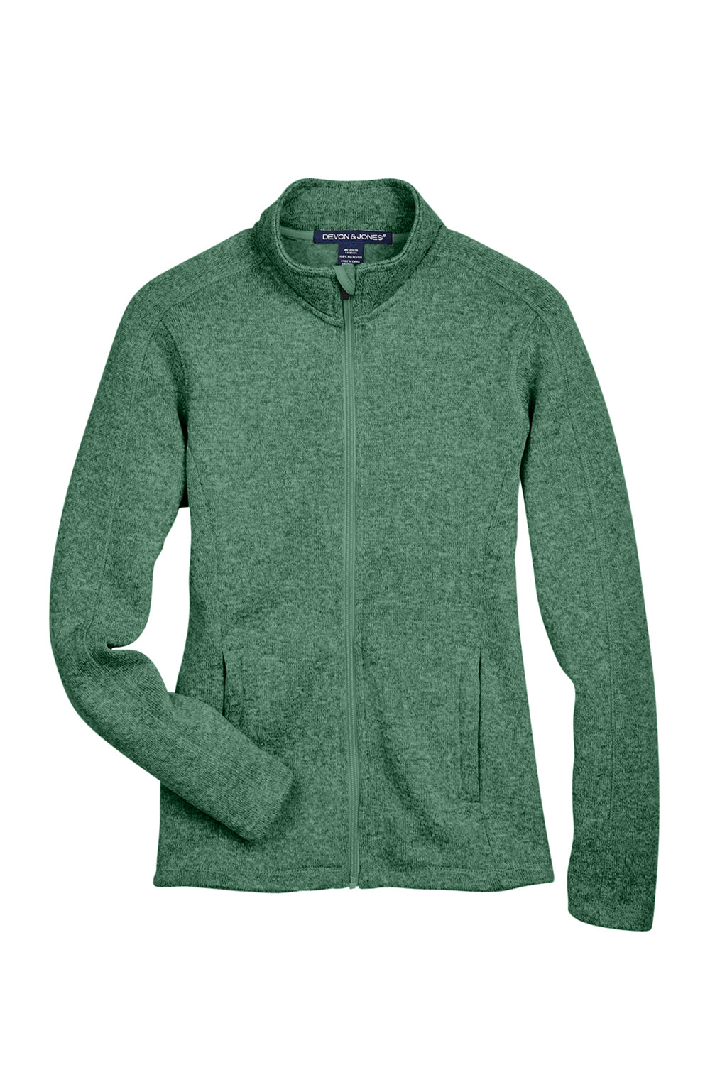 Devon & Jones DG793W Womens Bristol Pill Resistant Sweater Fleece Full Zip Jacket Heather Forest Green Flat Front