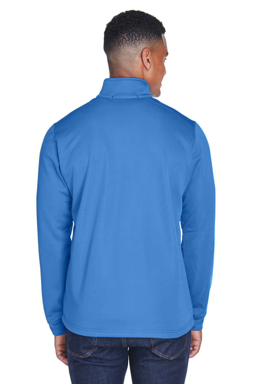 Devon & Jones DG796 Mens Newbury Fleece Full Zip Sweatshirt French Blue Model Back