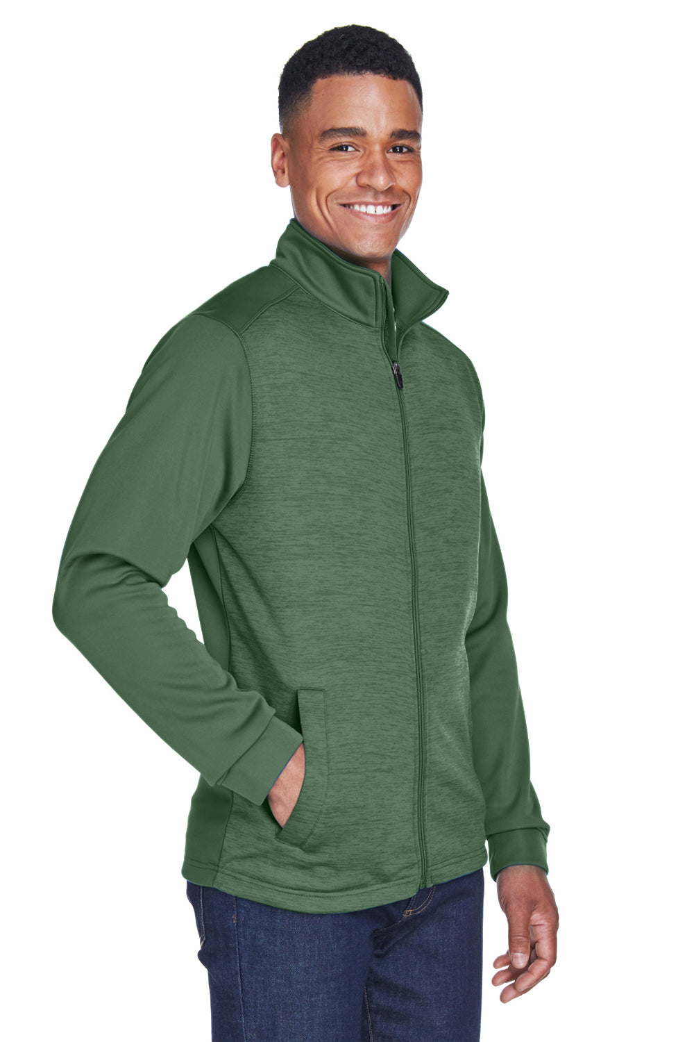 Devon & Jones DG796 Mens Newbury Fleece Full Zip Sweatshirt Forest Green Model 3q