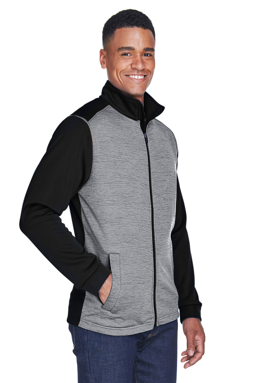 Devon & Jones DG796 Mens Newbury Fleece Full Zip Sweatshirt Grey/Black Model 3q