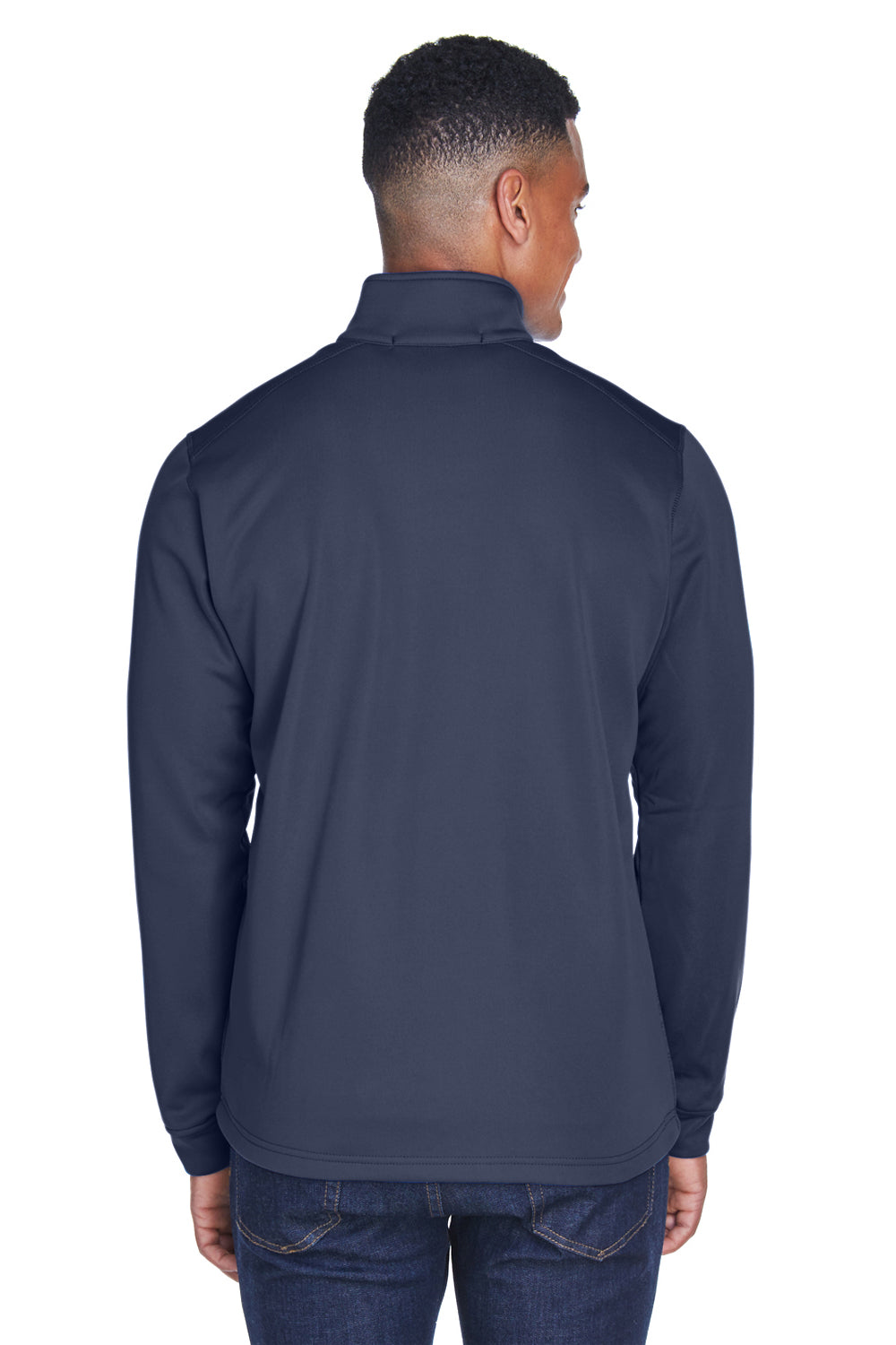 Devon & Jones DG796 Mens Newbury Fleece Full Zip Sweatshirt Navy Blue Model Back