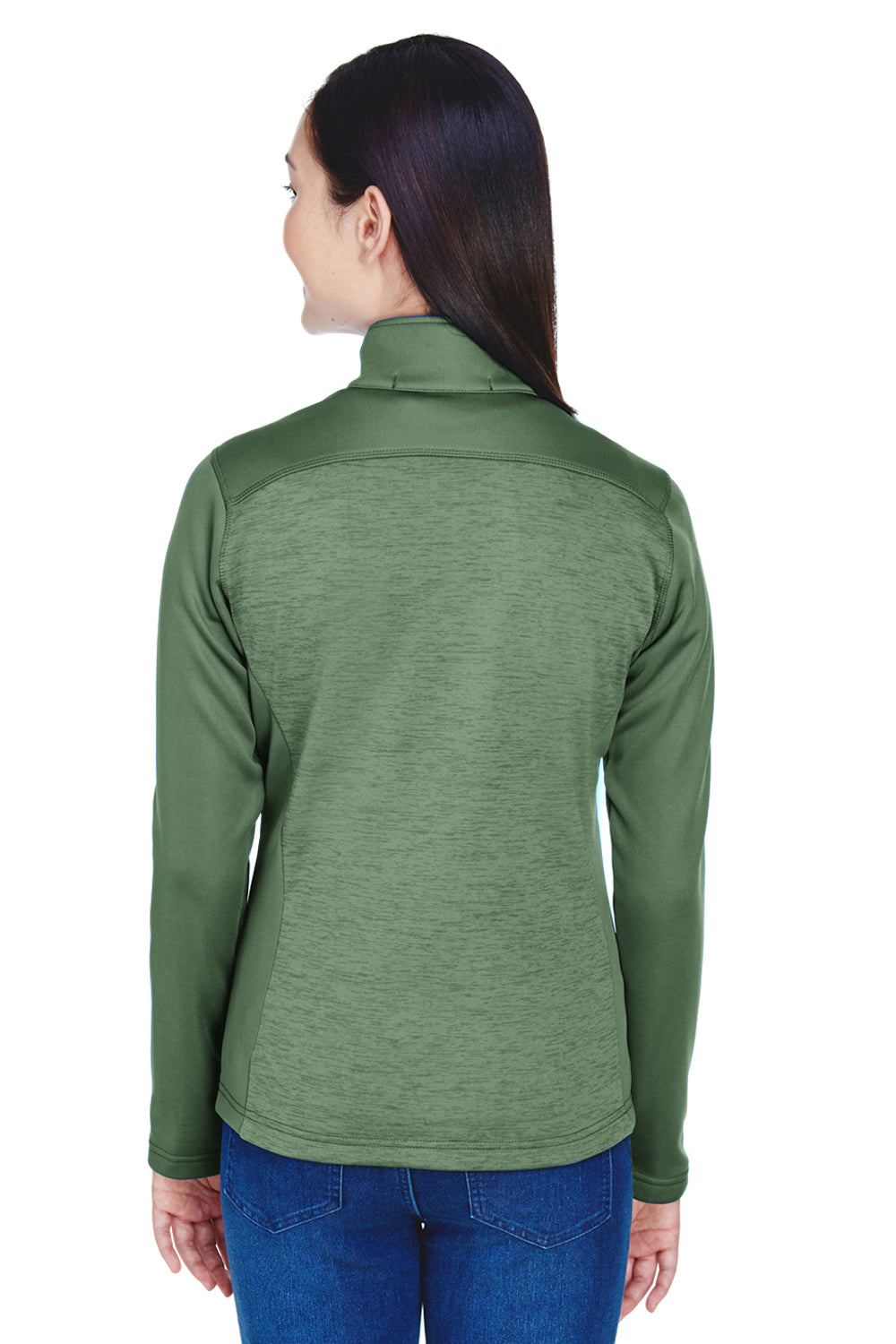 Devon & Jones DG796W Womens Newbury Fleece Full Zip Sweatshirt Forest Green Model Back