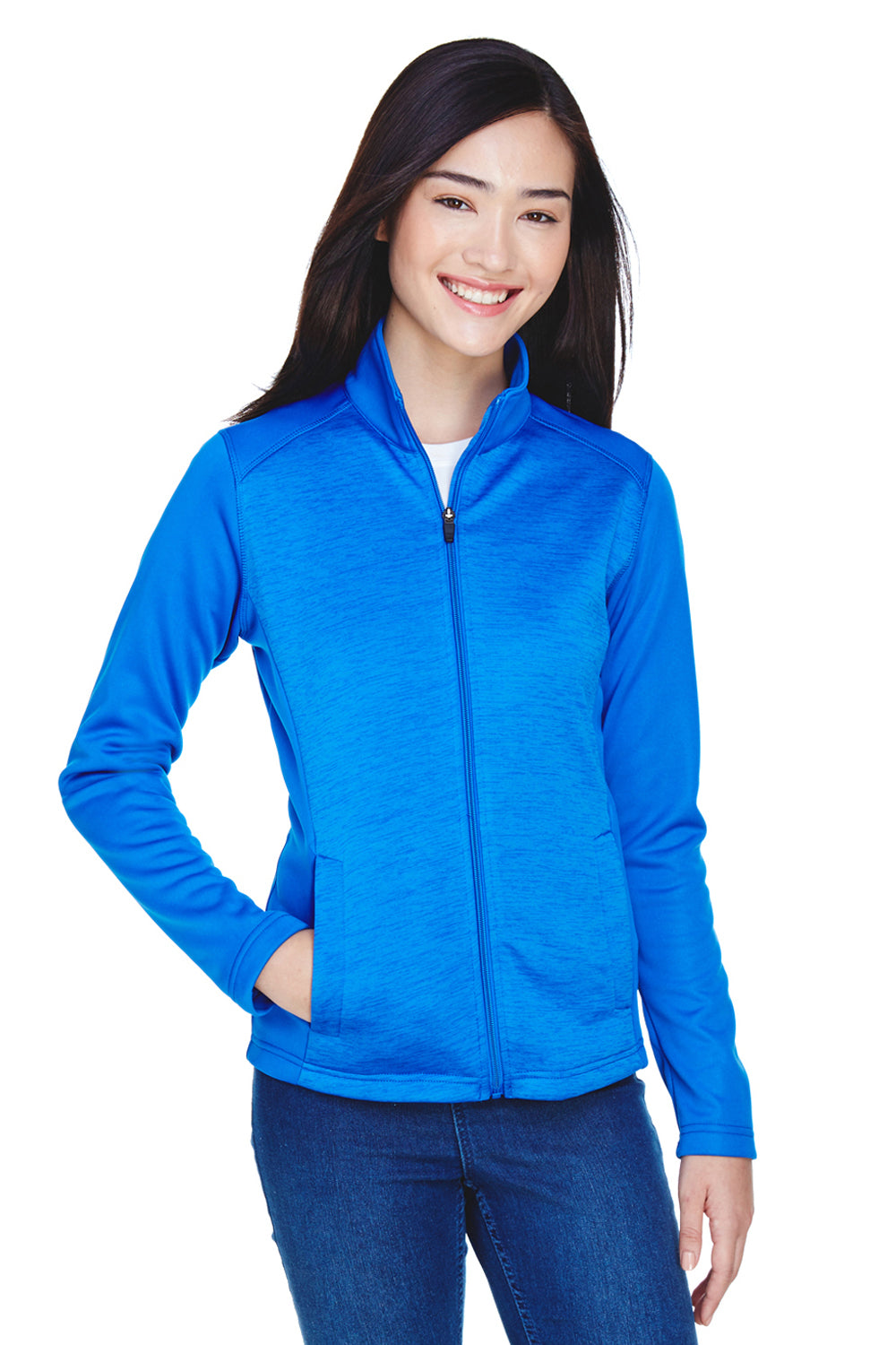 Devon & Jones DG796W Womens Newbury Fleece Full Zip Sweatshirt French Blue Model Front