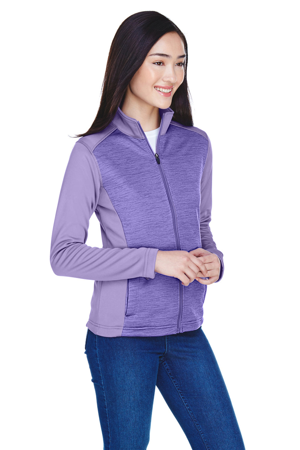 Devon & Jones DG796W Womens Newbury Fleece Full Zip Sweatshirt Grape Purple Model 3q