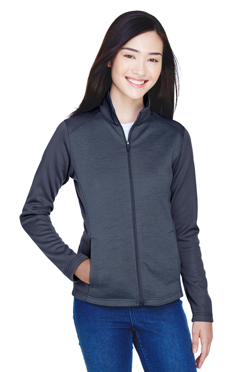 Devon & Jones DG796W Womens Newbury Fleece Full Zip Sweatshirt Navy Blue Model Front