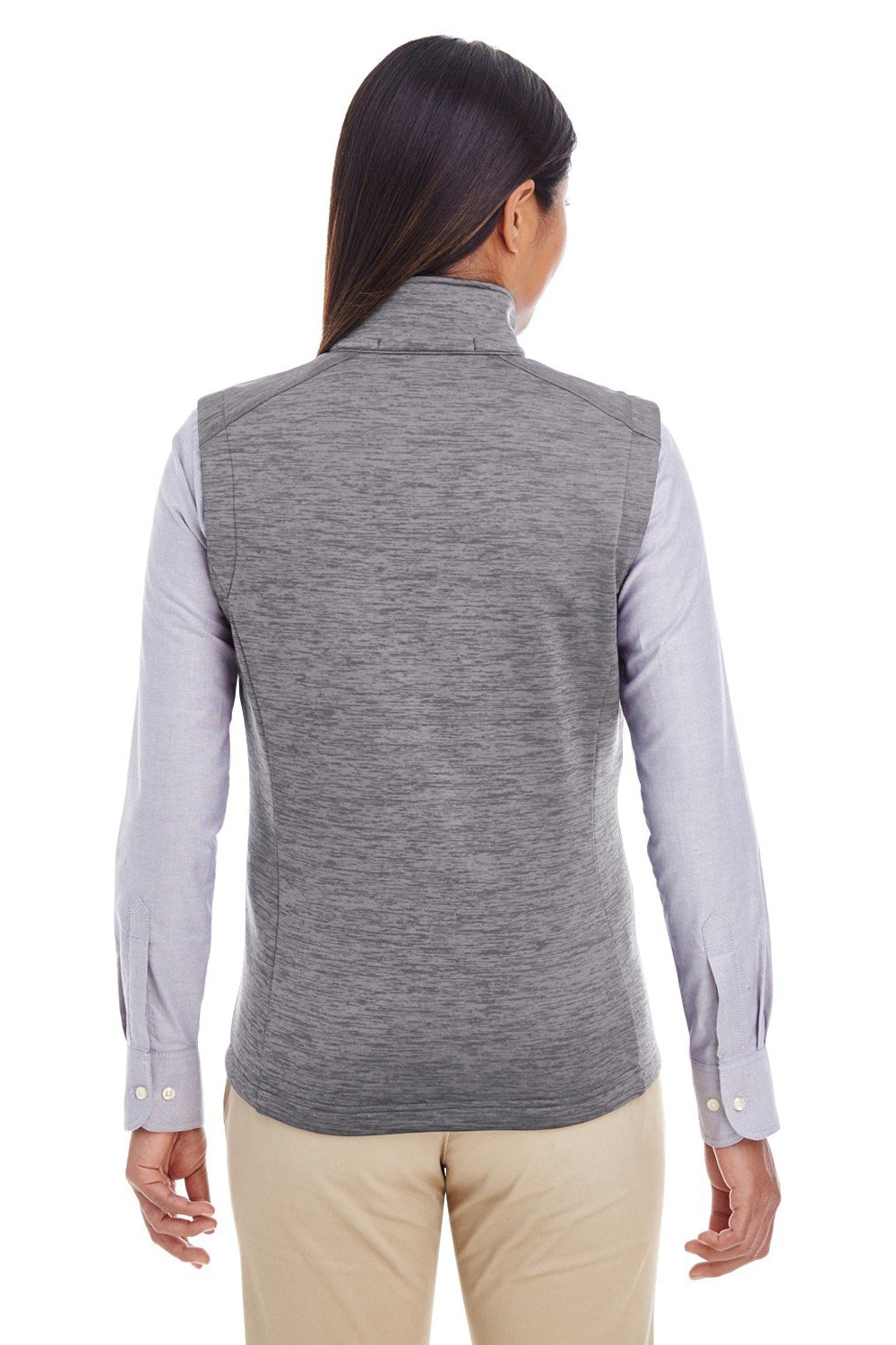 Devon & Jones DG797W Womens Newbury Full Zip Fleece Vest Heather Dark Grey Model Back