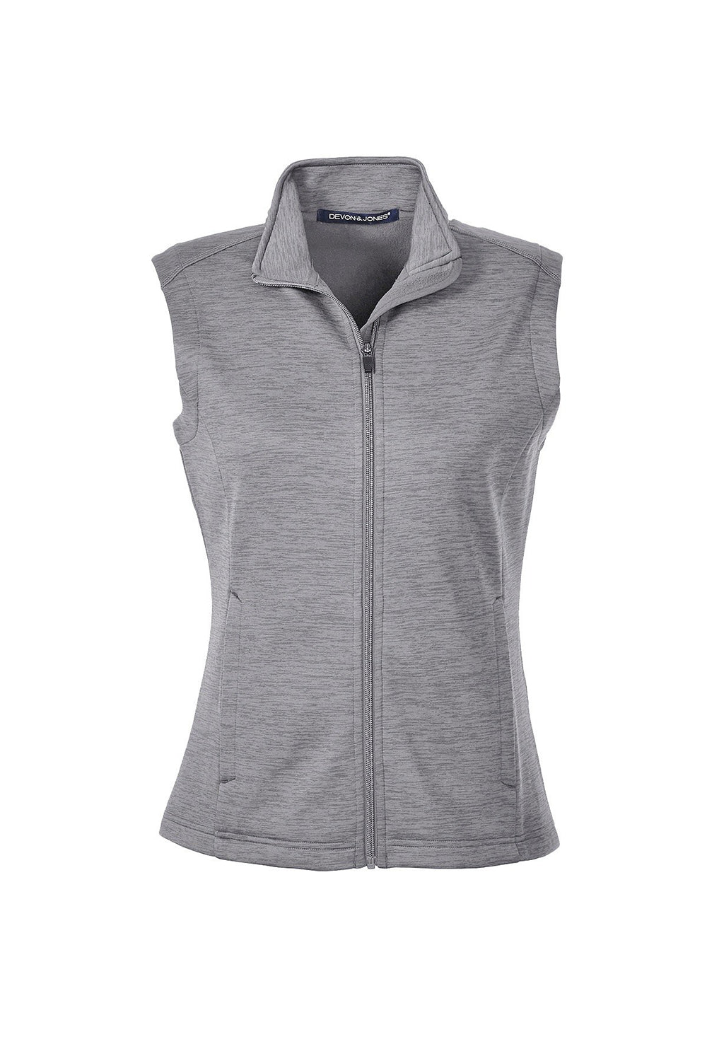 Devon & Jones DG797W Womens Newbury Full Zip Fleece Vest Heather Dark Grey Flat Front