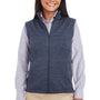 Devon & Jones Womens Newbury Full Zip Fleece Vest - Heather Navy Blue - Closeout