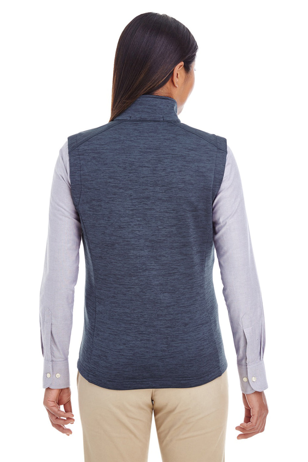 Devon & Jones DG797W Womens Newbury Full Zip Fleece Vest Heather Navy Blue Model Back