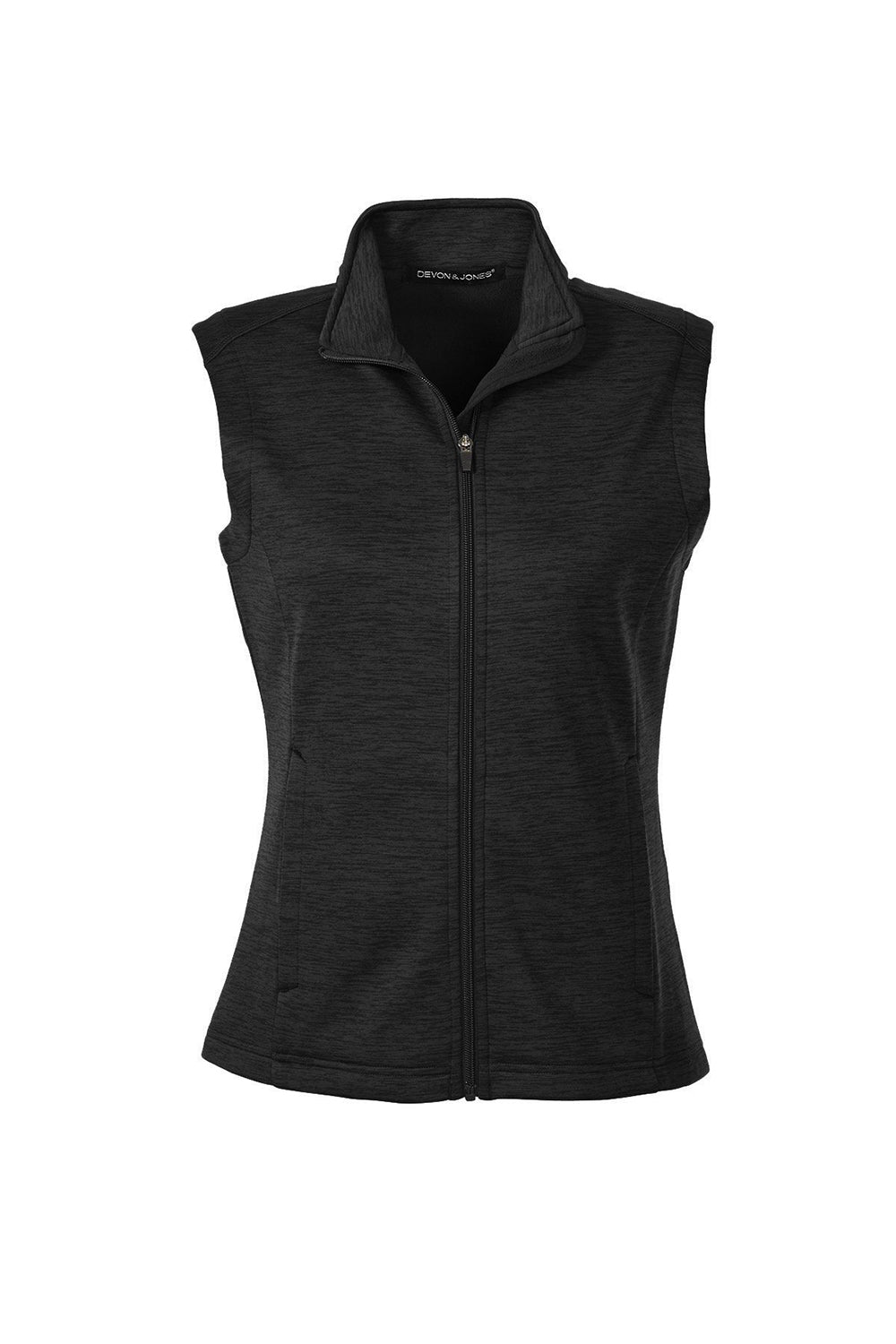 Devon & Jones DG797W Womens Newbury Full Zip Fleece Vest Heather Black Flat Front