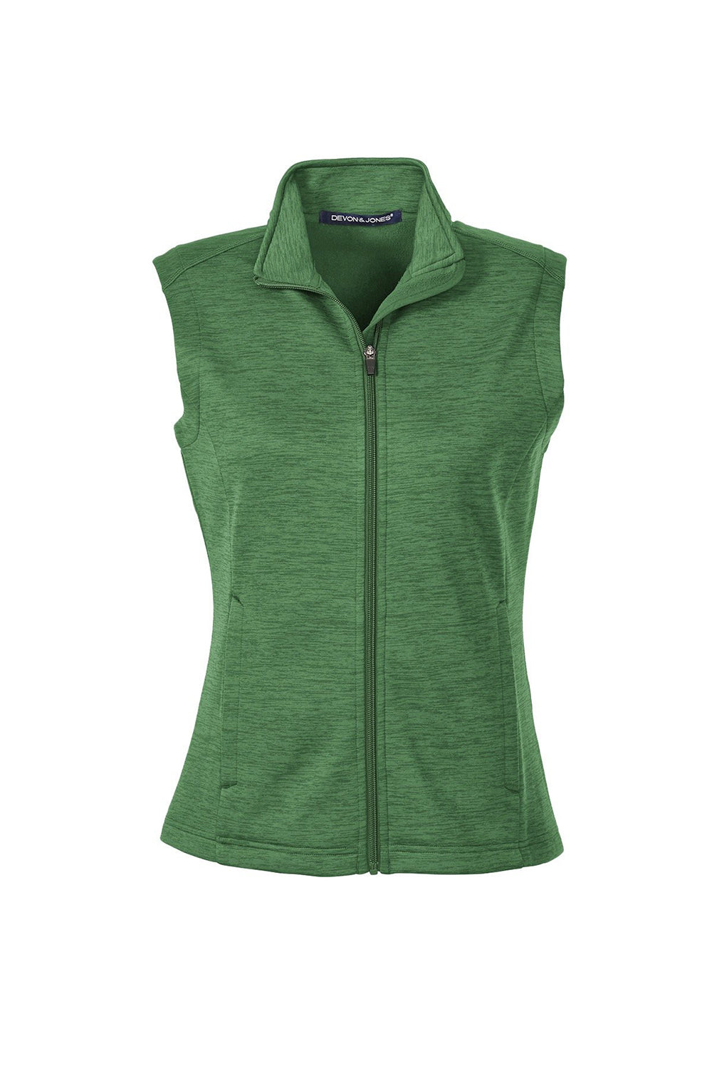 Devon & Jones DG797W Womens Newbury Full Zip Fleece Vest Heather Forest Green Flat Front