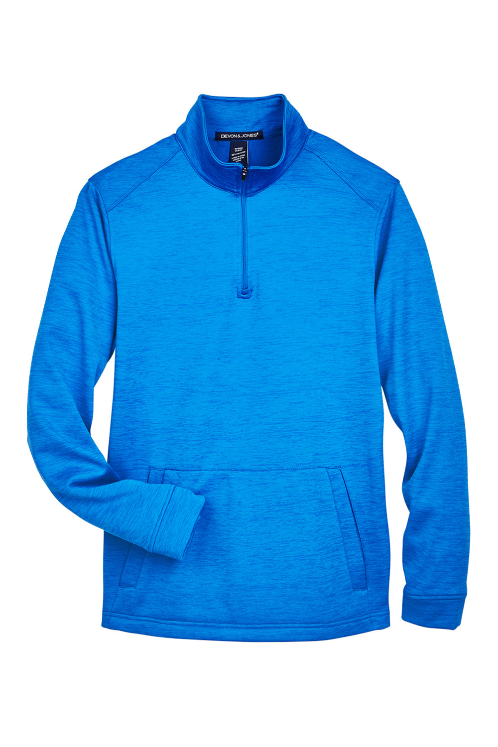 Devon & Jones DG798 Mens Newbury Fleece 1/4 Zip Sweatshirt Heather French Blue Flat Front