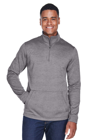 Devon & Jones DG798 Mens Newbury Fleece 1/4 Zip Sweatshirt Heather Dark Grey Model Front