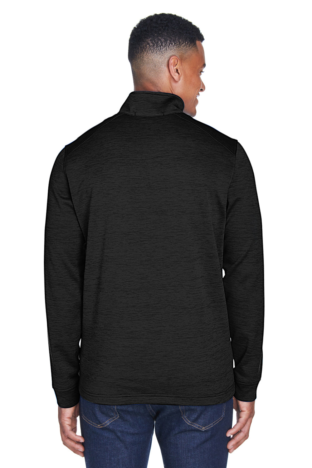 Devon & Jones DG798 Mens Newbury Fleece 1/4 Zip Sweatshirt Heather Black Model Back