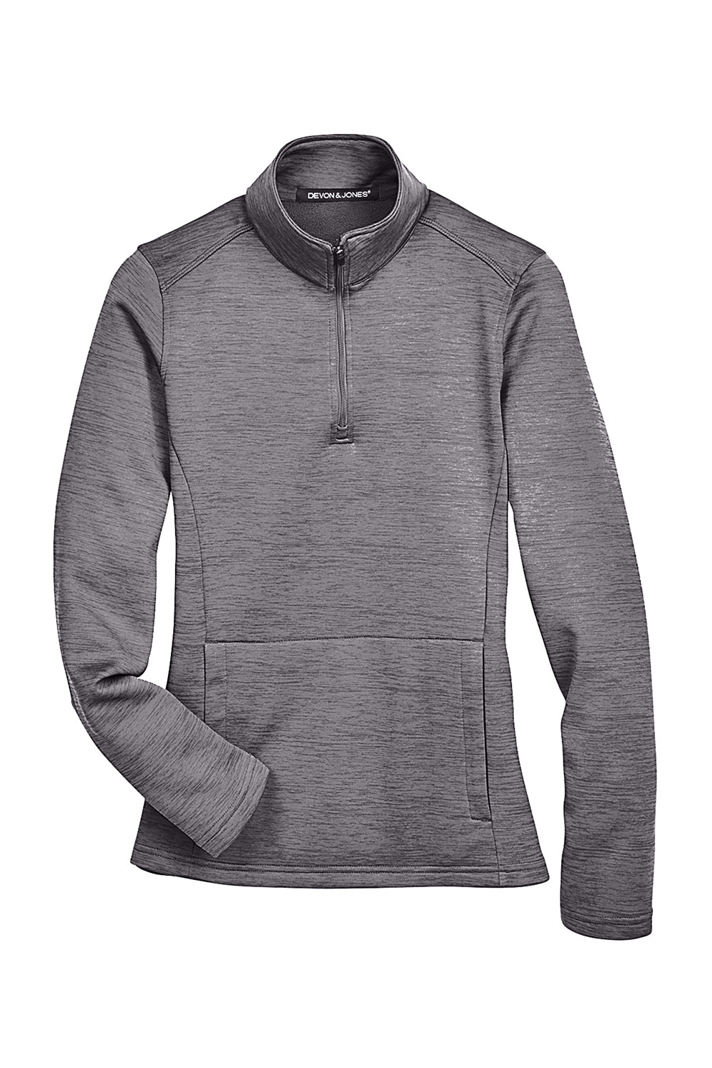 Devon & Jones DG798W Womens Newbury Fleece 1/4 Zip Sweatshirt Heather Dark Grey Flat Front