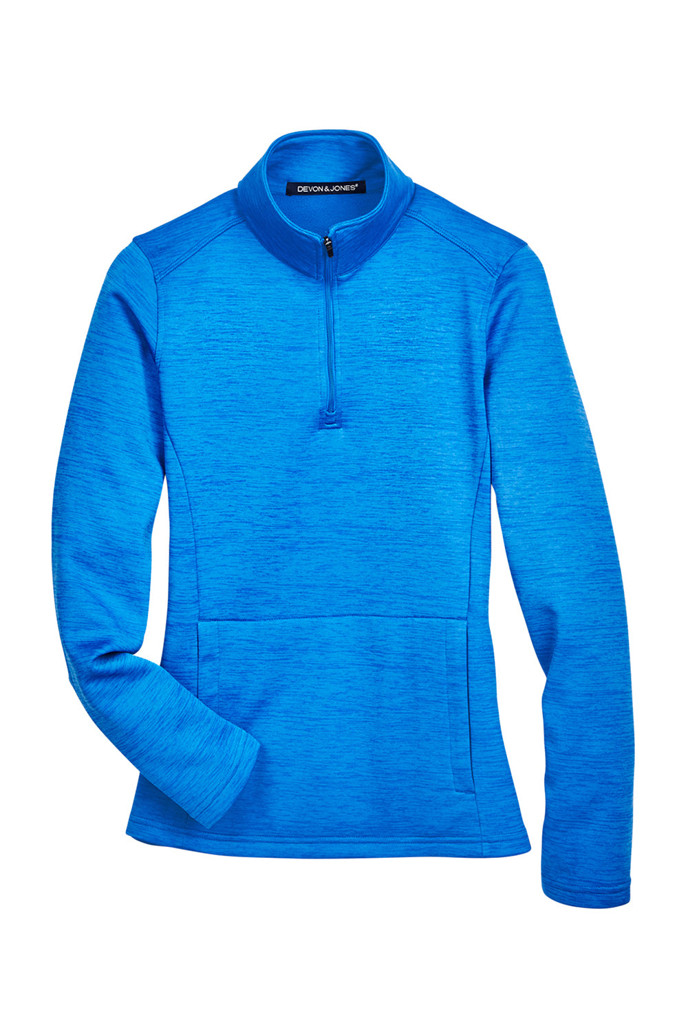 Devon & Jones DG798W Womens Newbury Fleece 1/4 Zip Sweatshirt Heather French Blue Flat Front