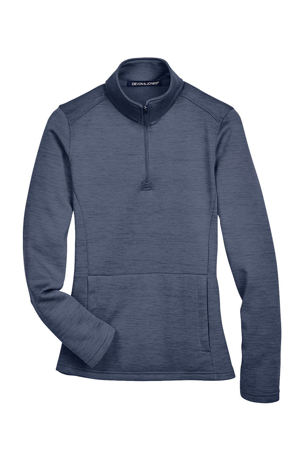 Devon & Jones DG798W Womens Newbury Fleece 1/4 Zip Sweatshirt Heather Navy Blue Flat Front