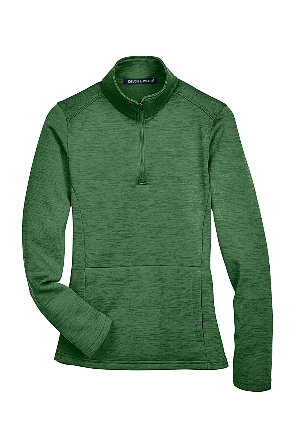 Devon & Jones DG798W Womens Newbury Fleece 1/4 Zip Sweatshirt Heather Forest Green Flat Front