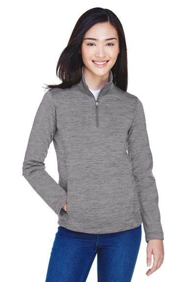 Devon & Jones DG798W Womens Newbury Fleece 1/4 Zip Sweatshirt Heather Dark Grey Model Front