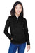 Devon & Jones DG798W Womens Newbury Fleece 1/4 Zip Sweatshirt Heather Black Model Front