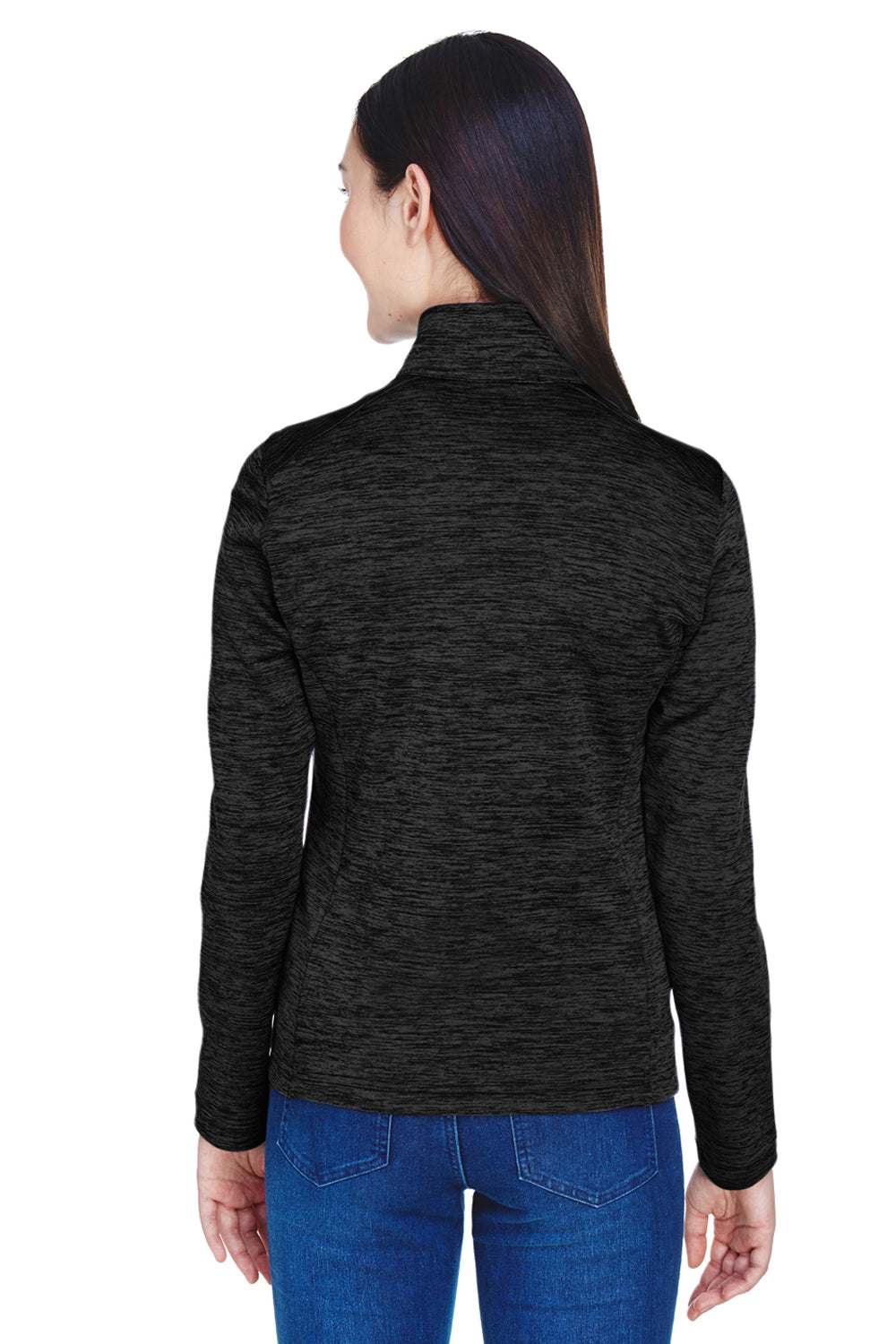 Devon & Jones DG798W Womens Newbury Fleece 1/4 Zip Sweatshirt Heather Black Model Back