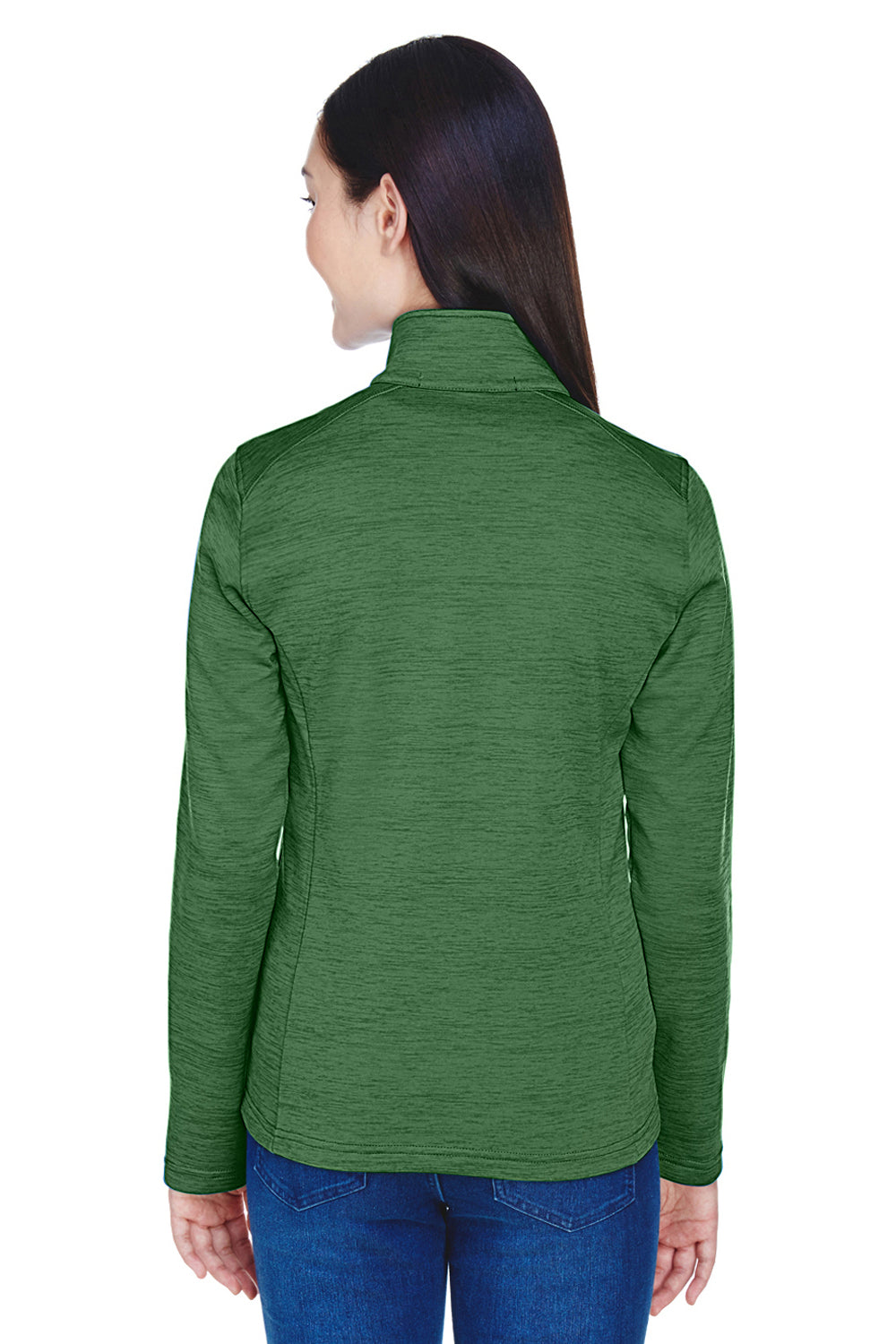 Devon & Jones DG798W Womens Newbury Fleece 1/4 Zip Sweatshirt Heather Forest Green Model Back