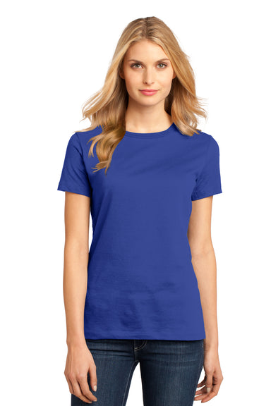 District DM104L Womens Perfect Weight Short Sleeve Crewneck T-Shirt Deep Royal Blue Model Front