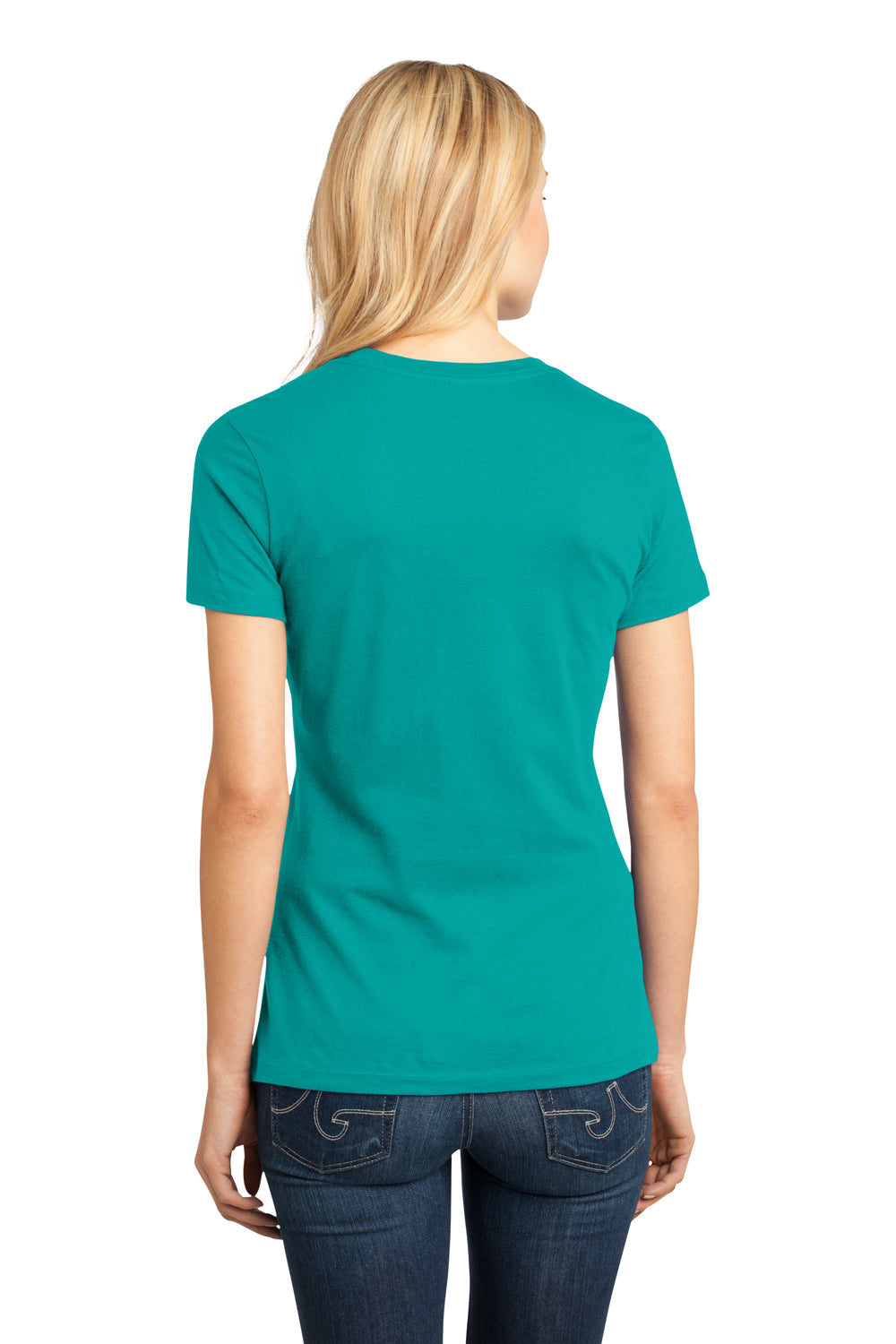 District DM104L Womens Perfect Weight Short Sleeve Crewneck T-Shirt Jade Green Model Back