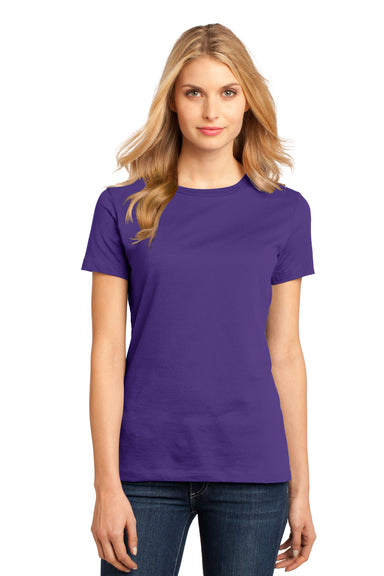 District DM104L Womens Perfect Weight Short Sleeve Crewneck T-Shirt Purple Model Front