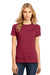 District DM104L Womens Perfect Weight Short Sleeve Crewneck T-Shirt Sangria Red Model Front