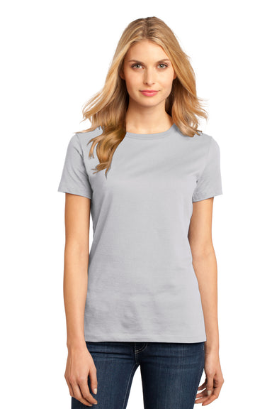 District DM104L Womens Perfect Weight Short Sleeve Crewneck T-Shirt Silver Grey Model Front