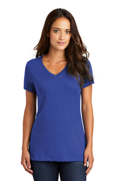 District DM1170L Womens Perfect Weight Short Sleeve V-Neck T-Shirt Deep Royal Blue Model Front