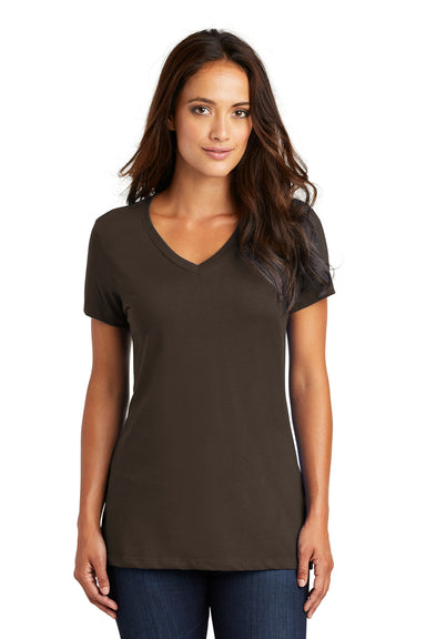 District DM1170L Womens Perfect Weight Short Sleeve V-Neck T-Shirt Espresso Brown Model Front