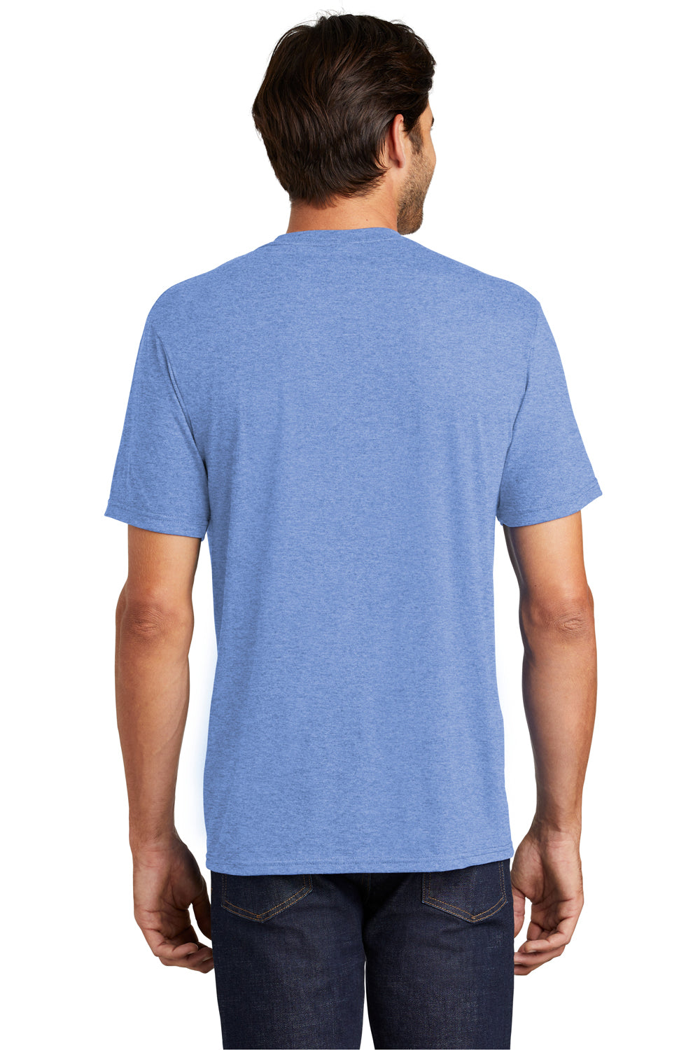 District DM130 Mens Perfect Tri Short Sleeve Crewneck T-Shirt Maritime Blue Frost Model Back