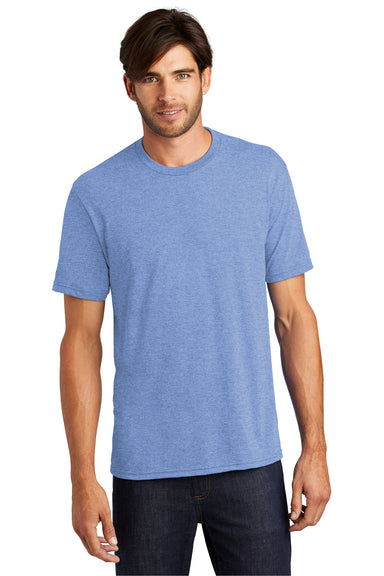 District DM130 Mens Perfect Tri Short Sleeve Crewneck T-Shirt Maritime Blue Frost Model Front