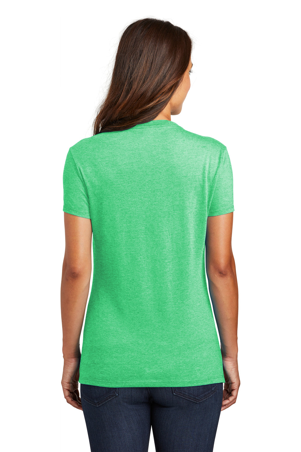 District DM130L Womens Perfect Tri Short Sleeve Crewneck T-Shirt Green Frost Model Back