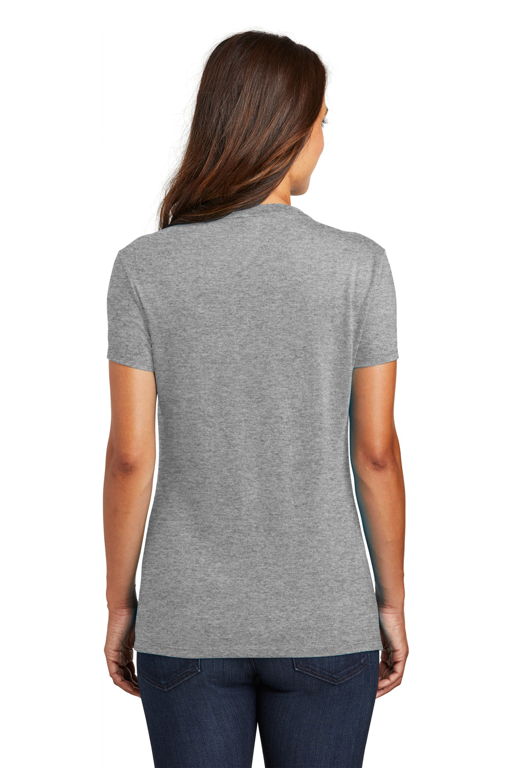 District DM130L Womens Perfect Tri Short Sleeve Crewneck T-Shirt Grey Frost Model Back