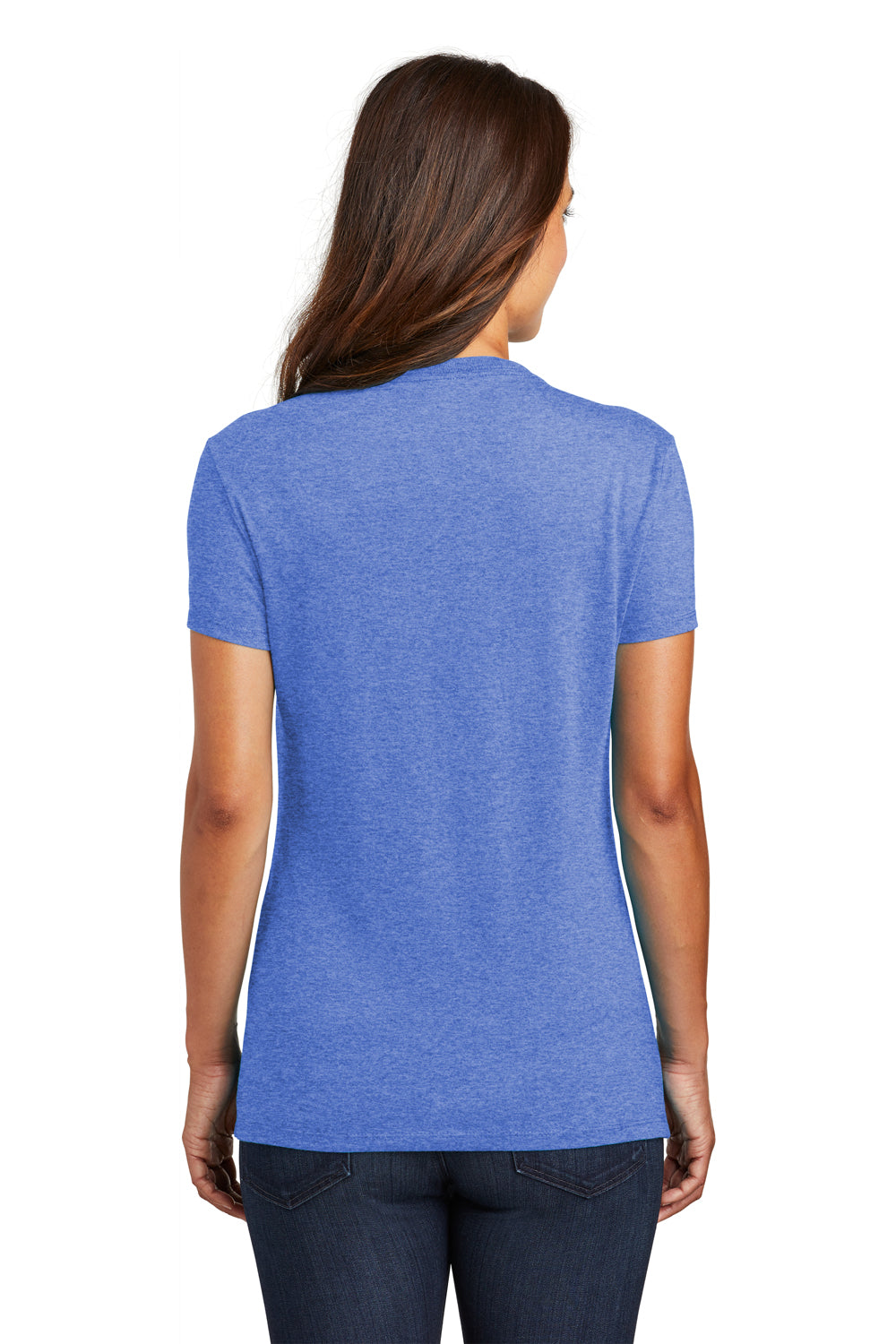 District DM130L Womens Perfect Tri Short Sleeve Crewneck T-Shirt Royal Blue Frost Model Back