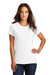 District DM130L Womens Perfect Tri Short Sleeve Crewneck T-Shirt White Model Front