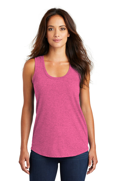 District DM138L Womens Perfect Tri Tank Top Fuchsia Pink Frost Model Front