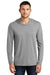 District DM139 Mens Perfect Tri Long Sleeve Hooded T-Shirt Hoodie Grey Frost Model Front